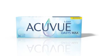 Zu sehen ist eine Packung Acuvue Oasys Max Linsen
